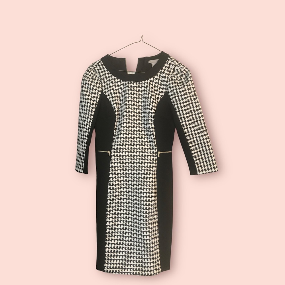 H&M houndstooth print shift dress, US 4